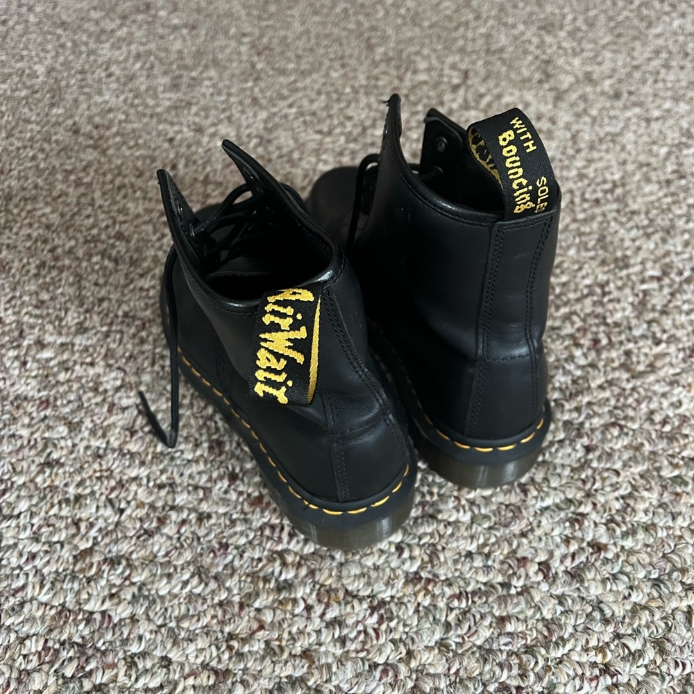 Dr. Martens Black Leather Boots with Yellow Stitching - Picture 2 of 4